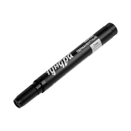 Маркер перманентный  3 мм ТУНДРА круглый, черный