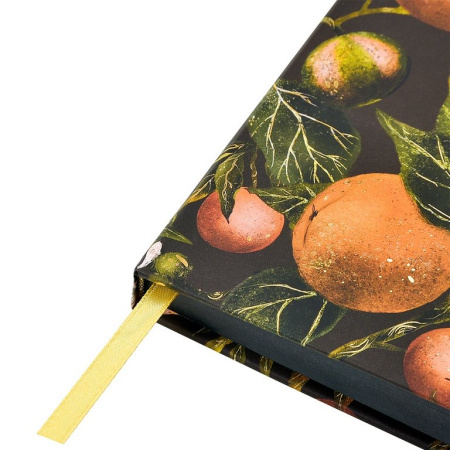 Скетчбук 213*146 мм, 100л.,тв. обл. на ризинке, черный блок "Flora. Paradise oranges"