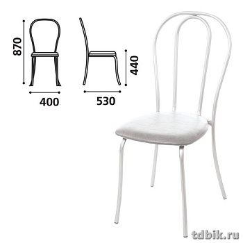 Стул для столовых, кафе, дома "Вереск", белый каркас, кож.зам светло-серый
