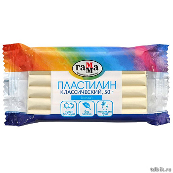 Пластилин  1 цв. белый 50г Гамма "Классический"