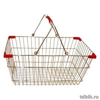 Корзина покупателя 20 л оцинкованная 2 ручки в ПВХ, цвет красный