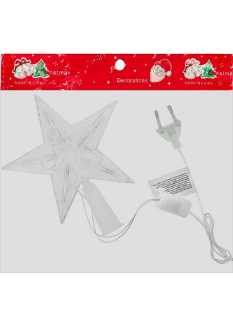Верхушка на ёлку электрическая "Звезда белая" 15х15см, 10 LED, 1 режим, мульти MILAND