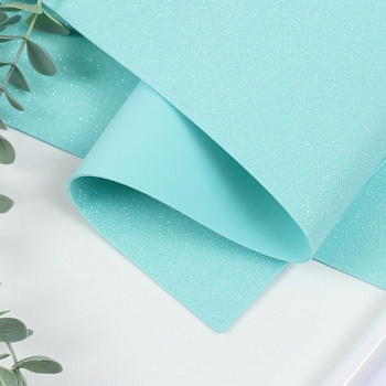 Фоамиран 2мм, 50*50см мятный с блестками