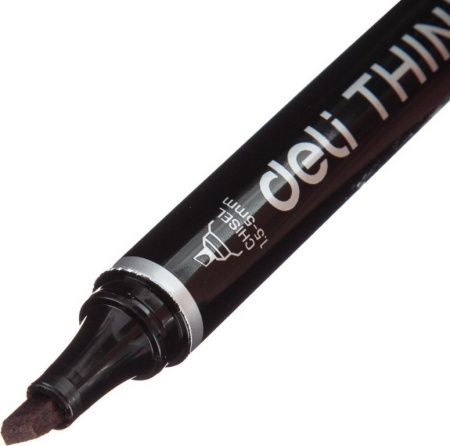Маркер перманентный  5-1,5 мм Deli "Think" скошенный, черный