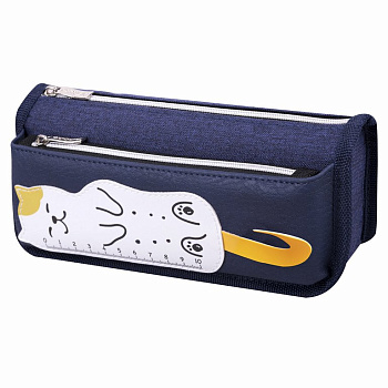 Пенал  для девочки Юнландия "Cats rulel" 21*9*6см, синий