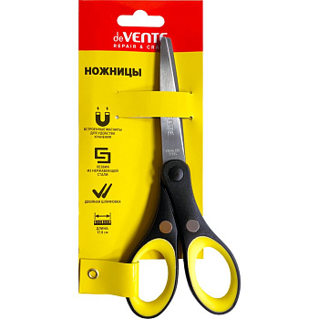 Ножницы 178 мм пластмас. рукоятка с резиновыми вставками, с магнитом deVENTE