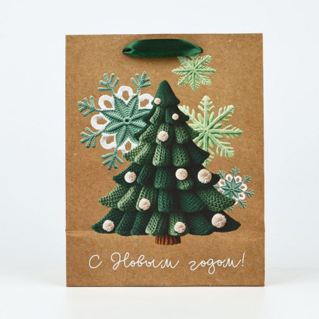 Пакет бумажный НГ 18*23см крафт "С Новым годом"