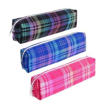 Пенал  универсальный Calligrata "Шотландка" 21х2,5х6,5 см. ПВХ (ассорти)