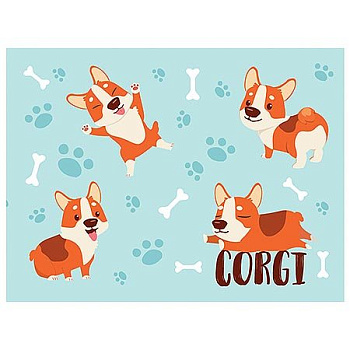 Обложка для студенческого билета из ПВХ  7,8*21,6  "Корги"