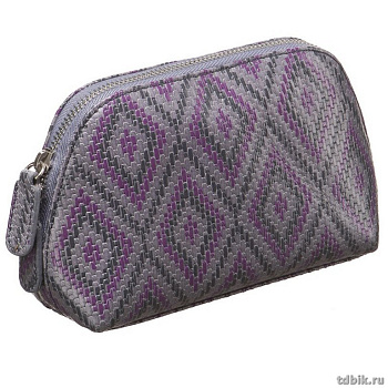 Косметичка Dr.Koffer 10,5*18,5*6,5см, нат. кожа, на молнии, серая