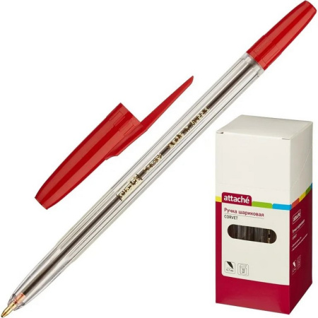 Ручка шариковая масляная Attache "Corvet" 1,0мм красная (стерж.152мм, линия 0,7мм)