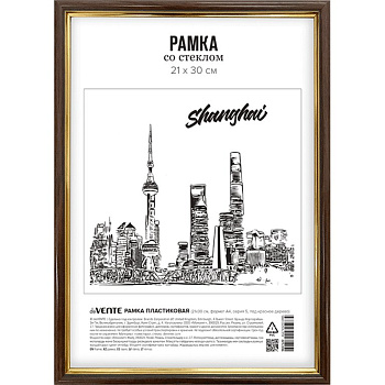 Рамка для фотографий 21*30 см пластик цв. красное дерево с позолотой deVENTE