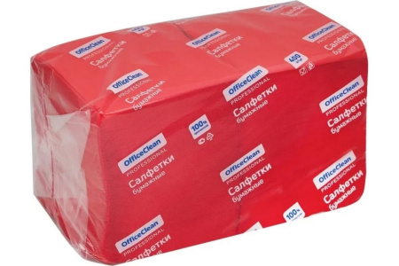 Салфетки цветные красные 24*24 OfficeClean Profi Pack, 400шт/уп,