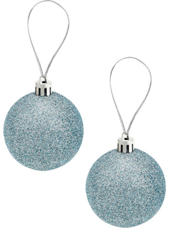 Набор шаров  цвет голубой 60 мм 12 шт "Метель" (ассорти)