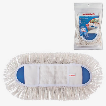 Моп ЛАЙМА (хлопок) 40см для швабры-рамки, карманы
