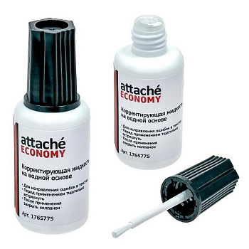 Коррект. жидкость Attache (25мл) с кисточкой, быстросохнущая
