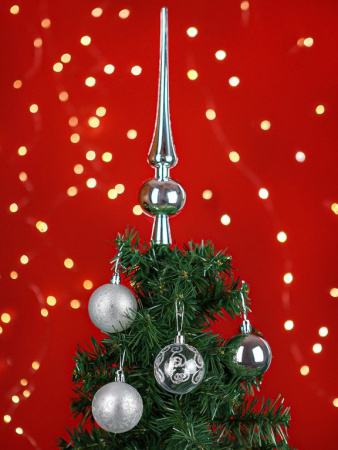 Набор шаров  цвет серебро  60 мм 20 шт+ верхушка 1шт