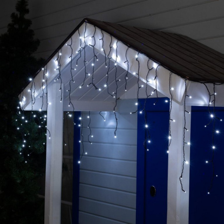 Гирлянда уличная Бахрома  3*0,6м, 160 белых ламп, тёмная нить (от -30 до +35°С) монтаж до -10°С