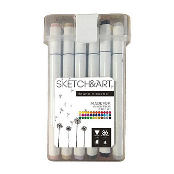 Маркер для скетчинга  36шт/уп Bruno Visconti SKETCH&ART в пласт. пенале