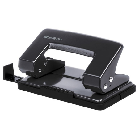 Дырокол до 10л метал. Berlingo "Universal" с линейкой, черный