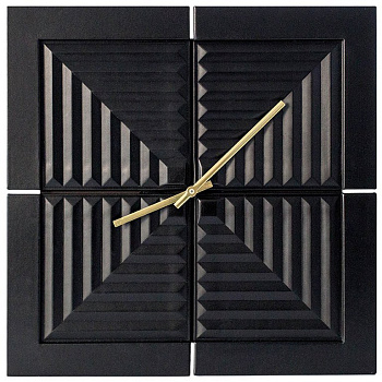 Часы настенные Макей "Вечность" нат. кожа 33,5*33,5 см, цвет черный