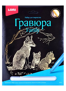 Гравюра А4 золото "Лисы" Lori