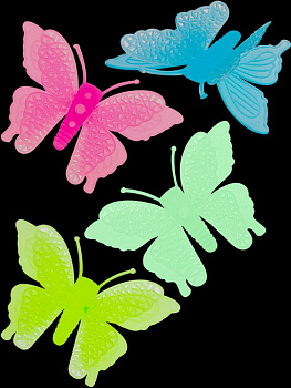 Набор наклеек флюоресцентных "Бабочки" 8х5,5 см, 4шт/уп