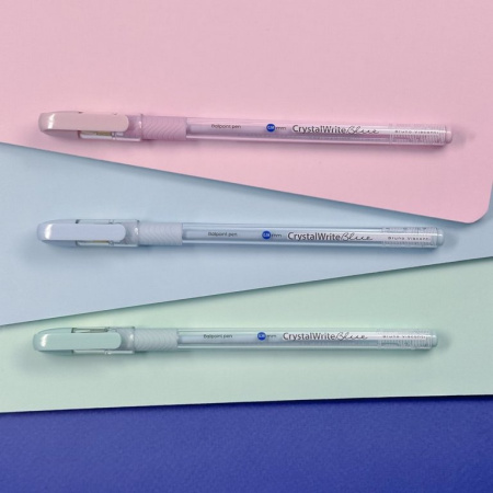 Ручка шариковая BV CrystalWrite "Zefir" резин.упор 0,38мм синяя (линия 0,36мм)