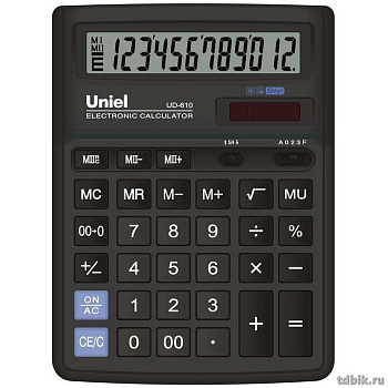 Калькулятор наст. Uniel UD-610 (12 разр., 2 питания 193*143*38,4мм)