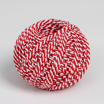 Шпагат хлопчатобумажный 60м, двухцветный, цв. ассорти