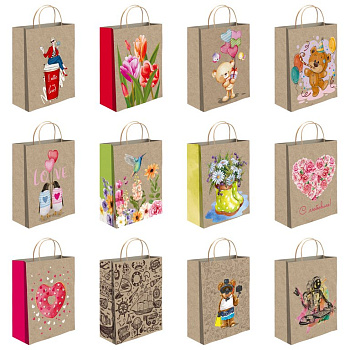 Пакет бумажный 26*32см крафт (ассорти)