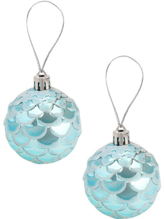 Набор шаров  цвет голубой 60 мм 12 шт "Метель" (ассорти)