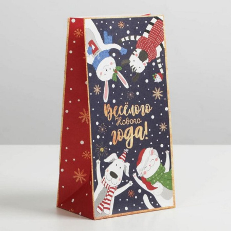 Пакет бумажный без ручек НГ 10*19,5*7см "Новогоднее время"