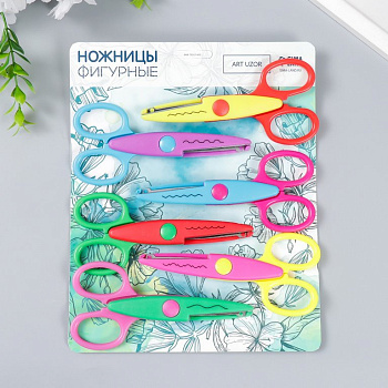 Ножницы фигурные 13,0см (набор 6 шт) "Цветик" АРТ УЗОР
