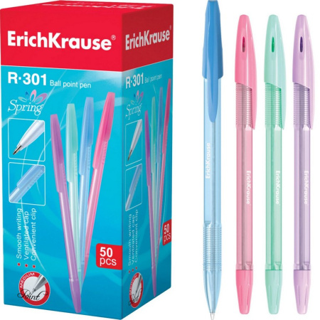 Ручка шариковая ErichKrause R-301 Spring Stick 0,7мм,синяя (стерж.140мм, линия 0,35мм)