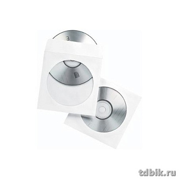 Конверт  для 1CD бумажный (125*125), с клеевым слоем, с окном, с полукруглым  "замком"