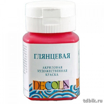 Краска акриловая художественная глянцевая 50мл красная Декола