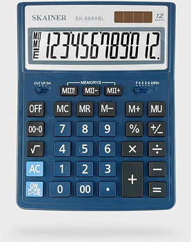 Калькулятор наст. Skainer SK-888XBL (12 разр., 2 питания, 155х204х34мм) синий