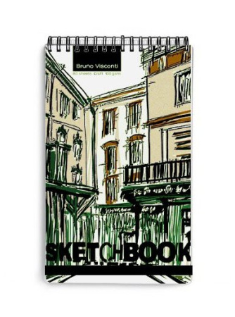 Скетчбук 105*185 мм, 80л. гребень "SKETCHBOOK" КРАФТ 100 гр. (4 ВИДА)