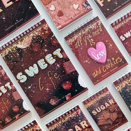 Блокнот А5  40л., 127*202 мм, на гребне Альт "SWEET LIFE" 5 видов