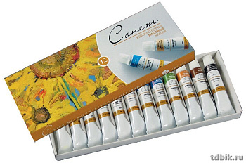 Краски масляные художественные 12 цв. в тубах на 10мл Сонет