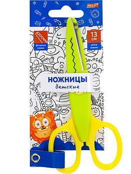 Ножницы фигурные 13 см "Монстрики" зелено-жёлтые Profit