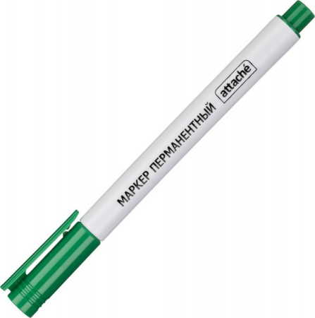 Маркер перманентный  0,5 мм Attache зелёный, супертонкий метал. наконечник