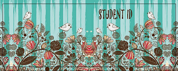 Обложка для студенческого билета из ПВХ  7,8*21,2 "Птички на бирюзовом"