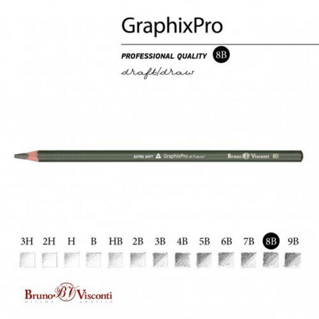 Карандаш ч/г  8В трехгранный Bruno Visconti "GraphixPro"