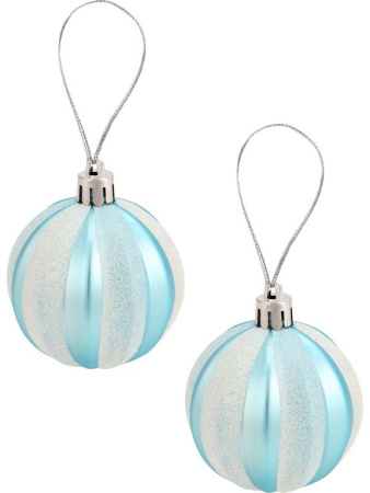 Набор шаров  цвет голубой 60 мм 12 шт "Метель" (ассорти)