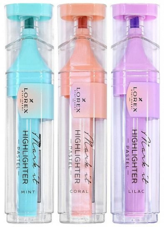 Набор текст-маркеров  3 шт LOREX "PASTEL" (сиреневый, мятный, коралловый)