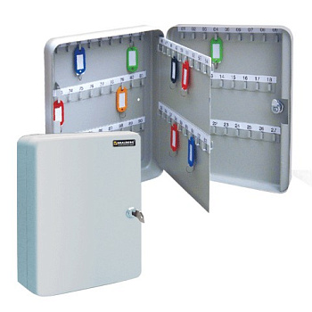 Шкаф для хранения  90 ключей, серый, с брелками, 300*240*80мм, с замком, Brauberg