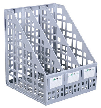 Лоток вертикальный 3-х секцион. разборный, серый Стамм