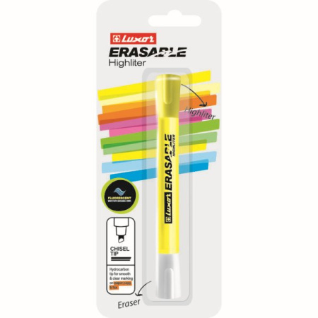 Текст-маркер  стирающийся Luxor "Erasable" 1-4,5 мм желтый, скошенный